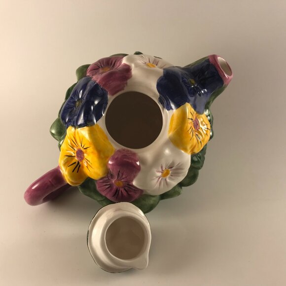 Hand Painted Floral Porcelain Decorative Teapot - Picture 6 of 7